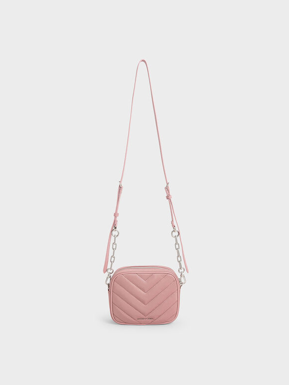Sonia Recycled Nylon Boxy Bag, Pink, hi-res