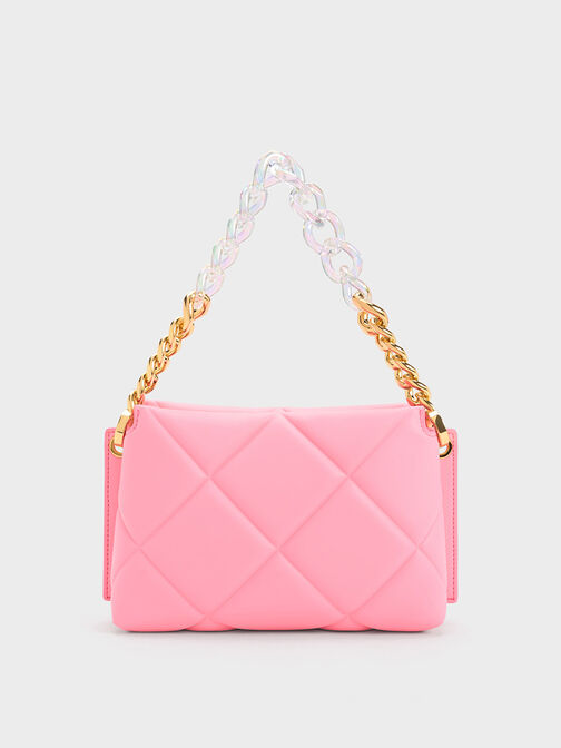 Danika Chunky Chain Padded Bag, Pink, hi-res