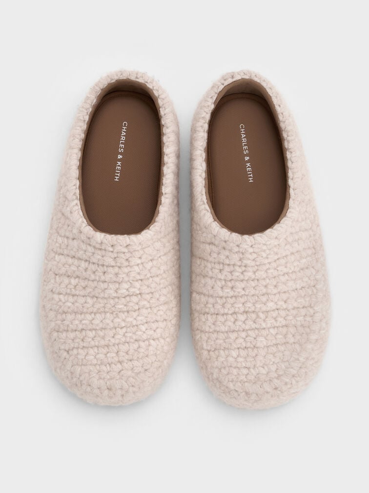 Crochet Flat Mules, Chalk, hi-res