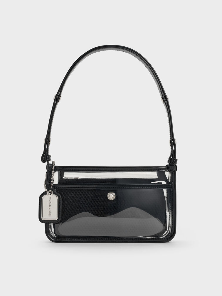 Norah See-Through Mesh Shoulder Bag, Clear, hi-res