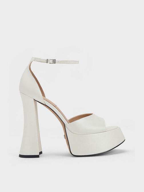 Michelle Leather Platform Sandals, White, hi-res