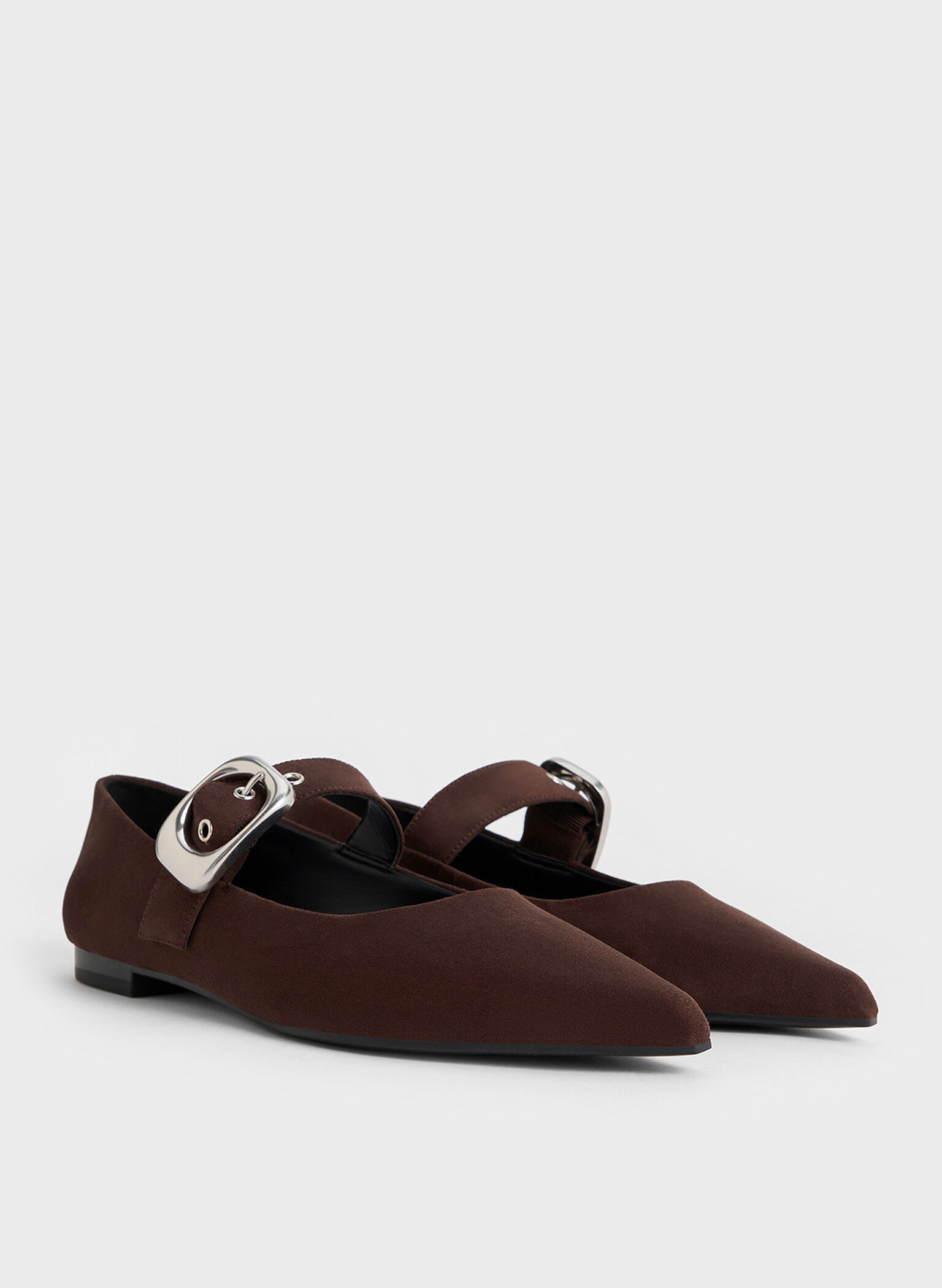 Masei Faux Suede Grommet-Strap Mary Janes, Dark Brown, hi-res