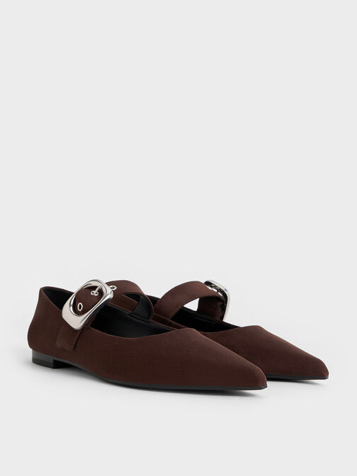 Masei Faux Suede Grommet-Strap Mary Janes, Dark Brown, hi-res