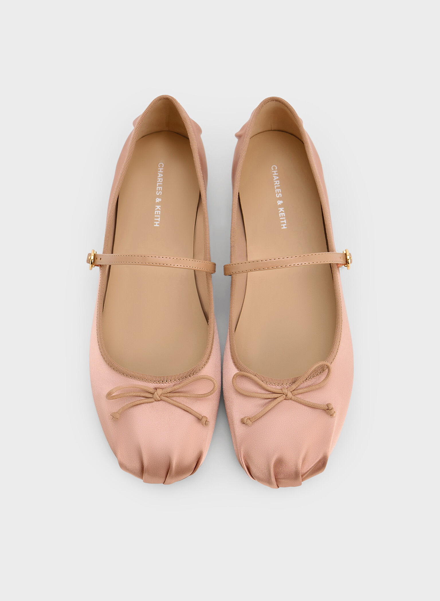 Emiko Satin Bow Mary Jane Flats, Nude, hi-res