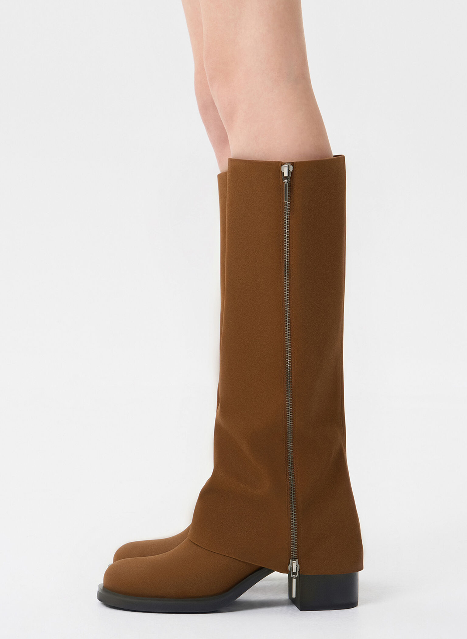 Louise Textured Side-Zip Knee-High Boots, Brown, hi-res