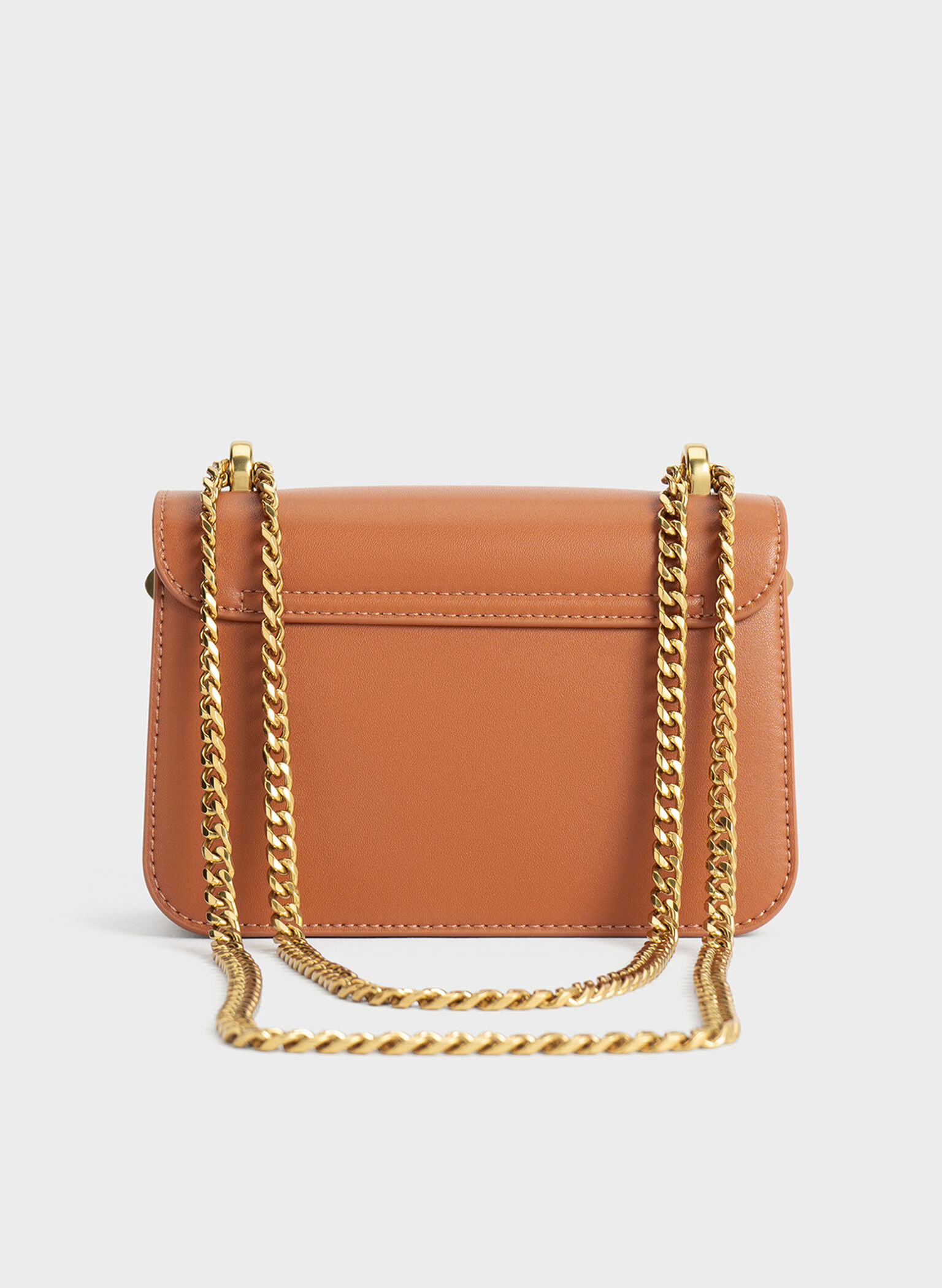 Alva Checkered Front Flap Bag, Cognac, hi-res