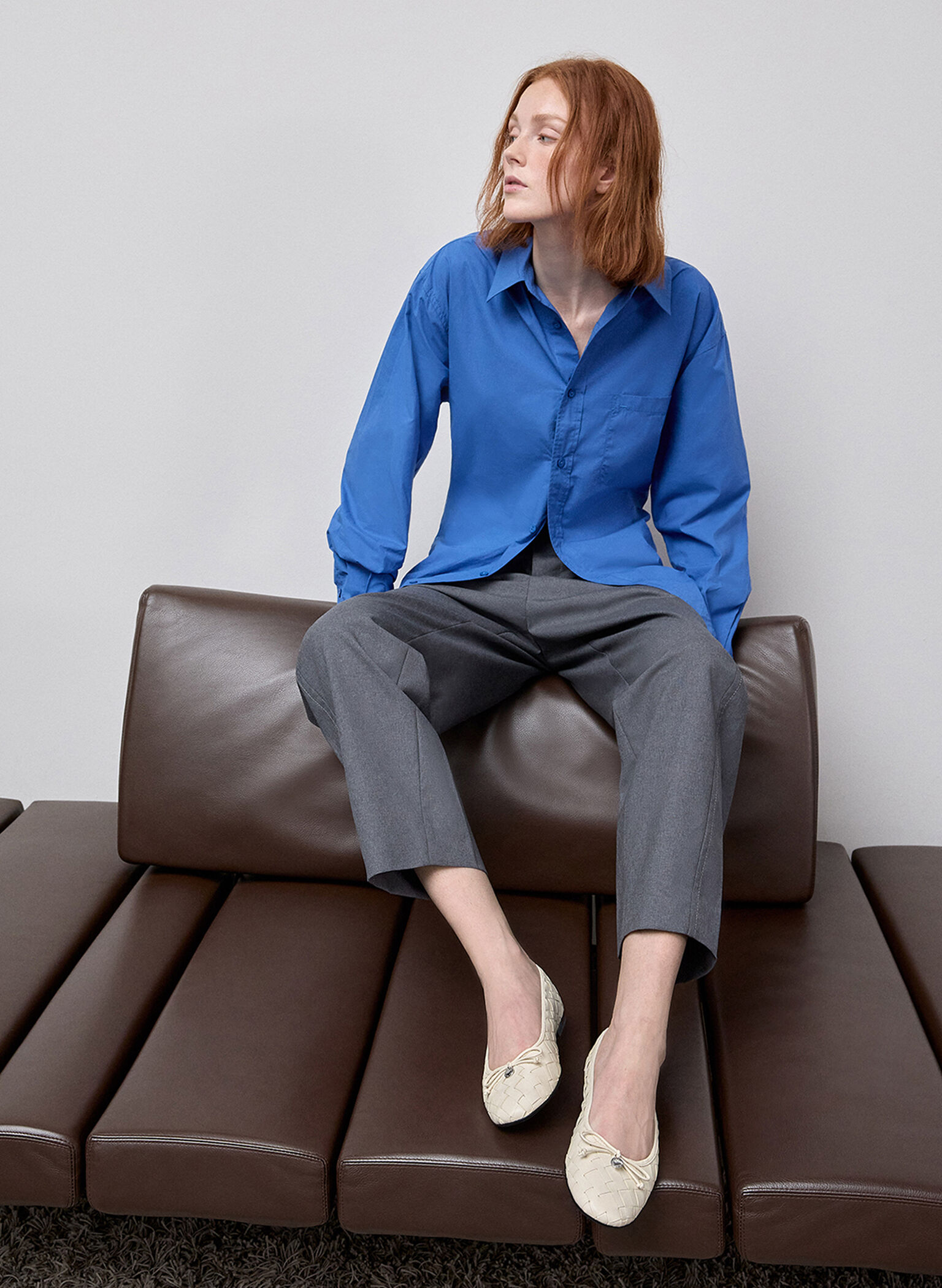 Ivette Woven Bow Ballet Flats, Chalk, hi-res