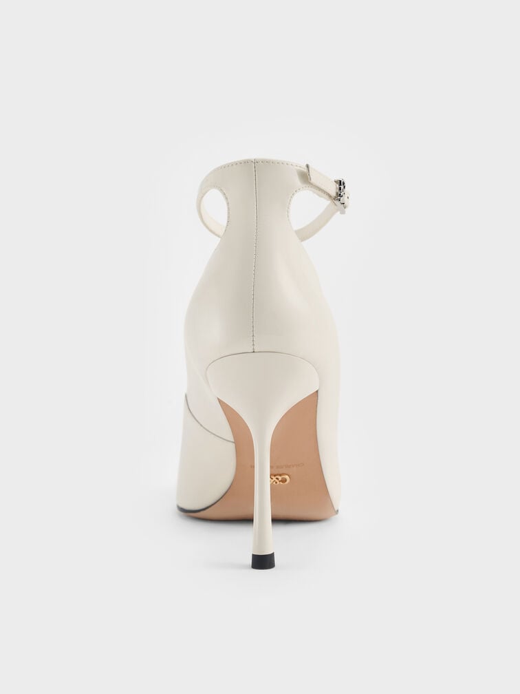 Aretha Patent Leather Ankle-Strap Stiletto-Heel Pumps, Chalk, hi-res