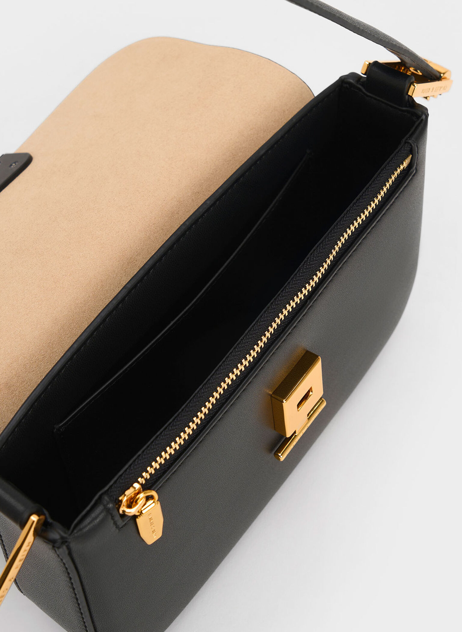Koa Square Push-Lock Shoulder Bag, Black, hi-res