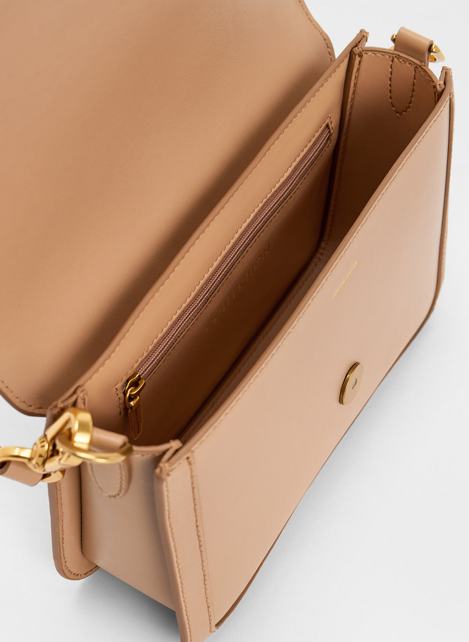 Gabine Leather Crossbody Bag, Nude, hi-res
