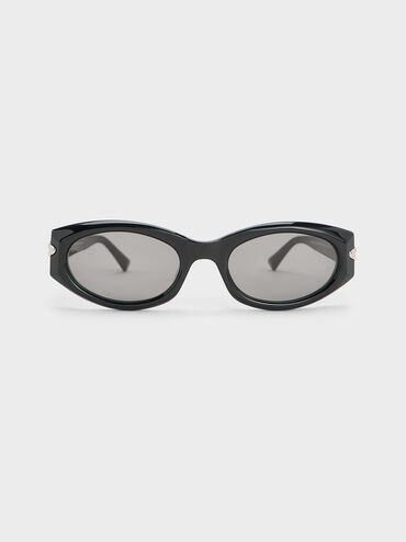 Edie Oval Sunglasses, Black, hi-res
