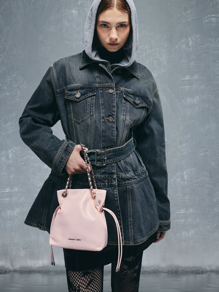 Arya Braided-Strap Double-Handle Crossbody Bag, Cotton Candy Pink, hi-res