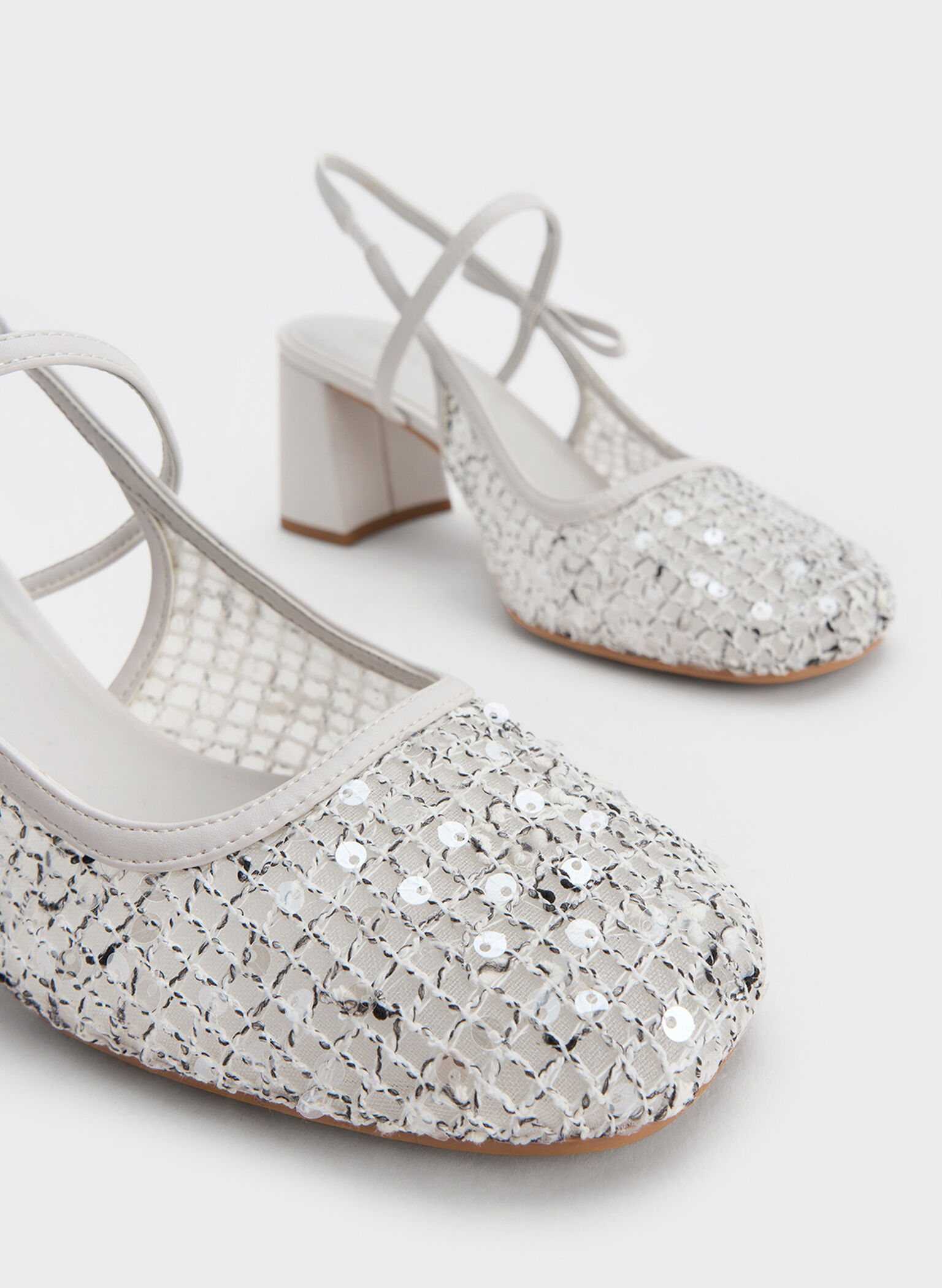 Mesh Sequinned Slingback Mary Jane Pumps, Multi, hi-res