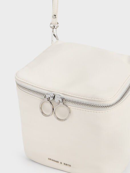 Cyrus Boxy Chain-Handle Bag, Cream, hi-res