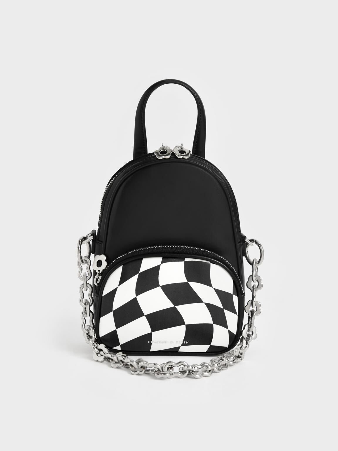 Minka Checkered Double Pocket Crossbody Bag, Black, hi-res