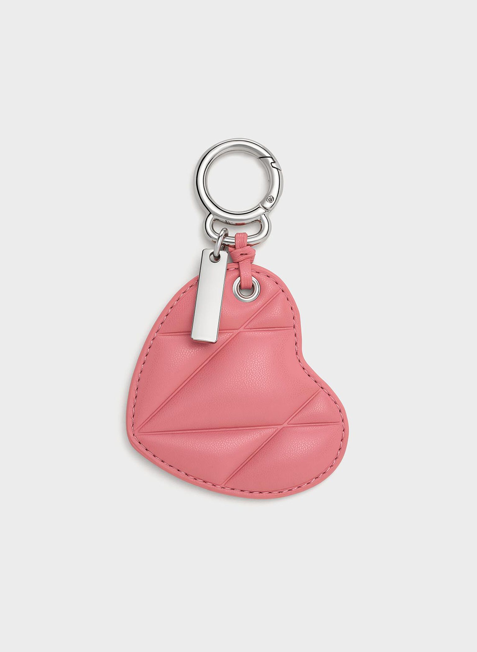 Heart Quilted Mirror Charm, Pink, hi-res
