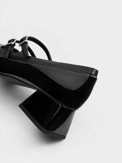 Patent Double Buckle Mary Janes, Black Patent, hi-res
