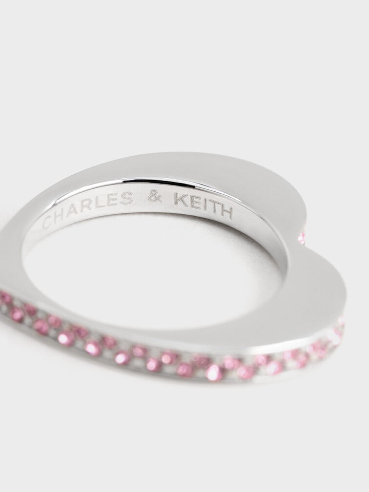 Malorie Crystal Heart Ring, Silver, hi-res