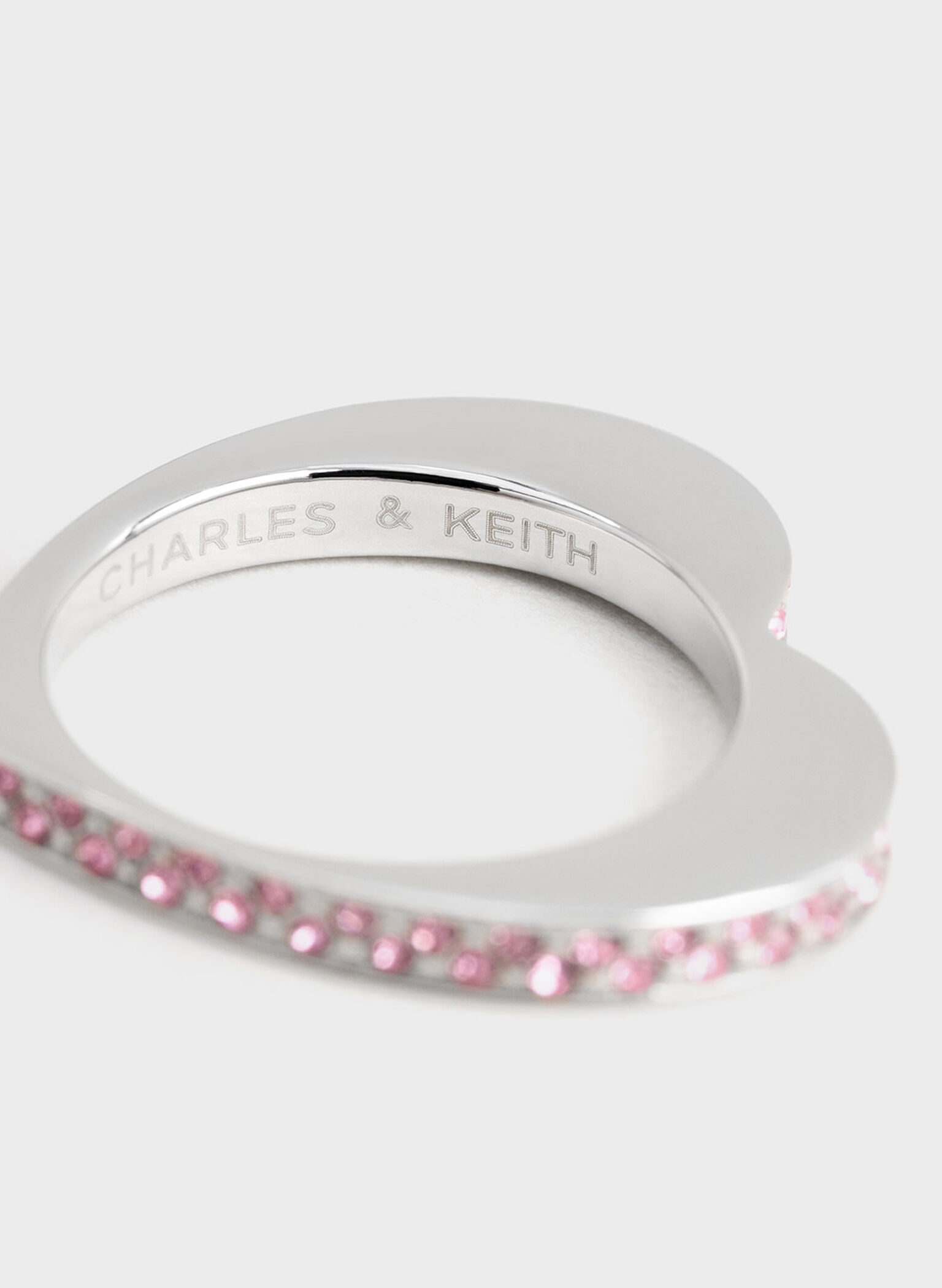 Malorie Crystal Heart Ring, Silver, hi-res
