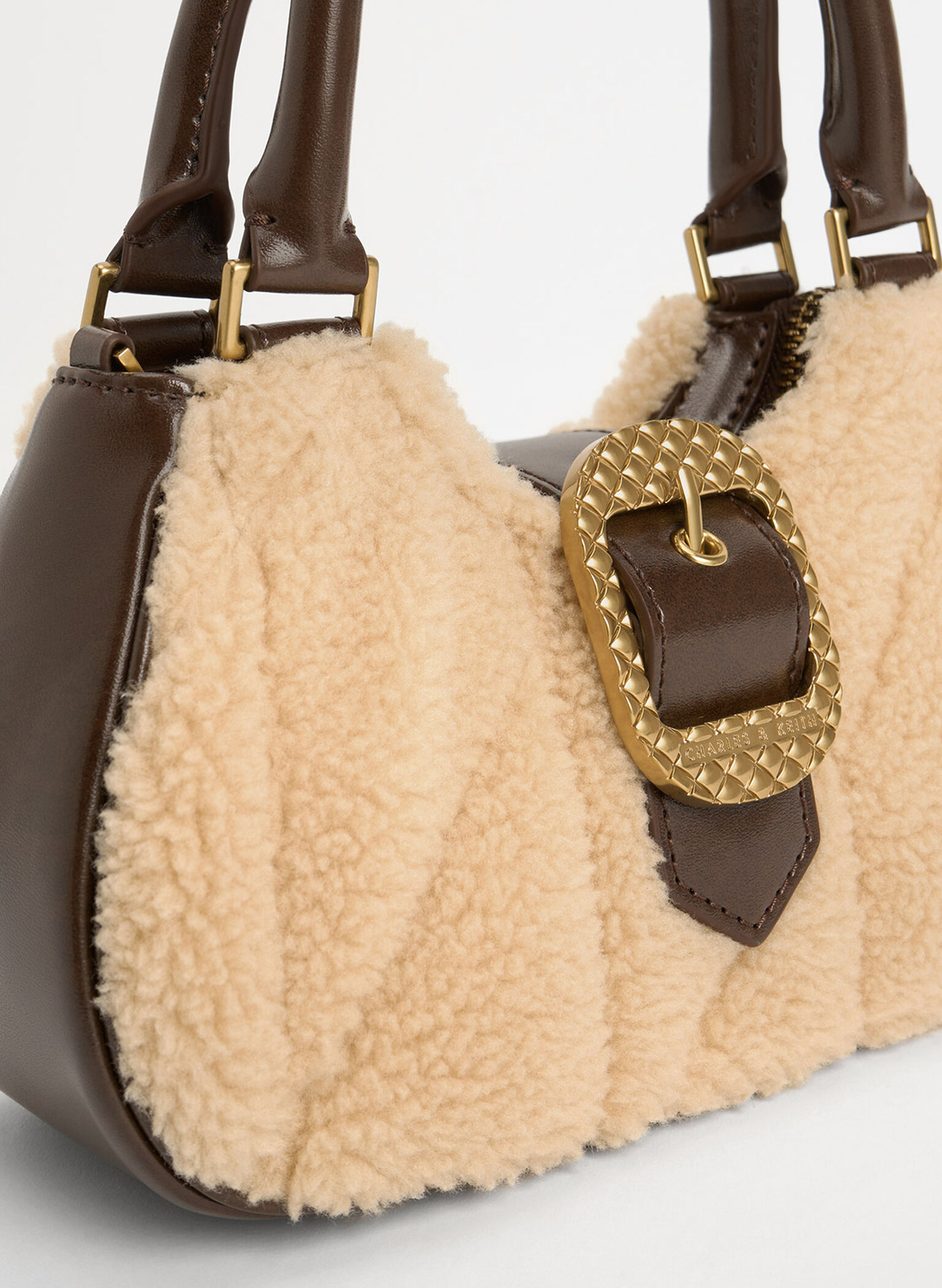 Avis Quilted-Fur Belted Top Handle Bag, Multi, hi-res