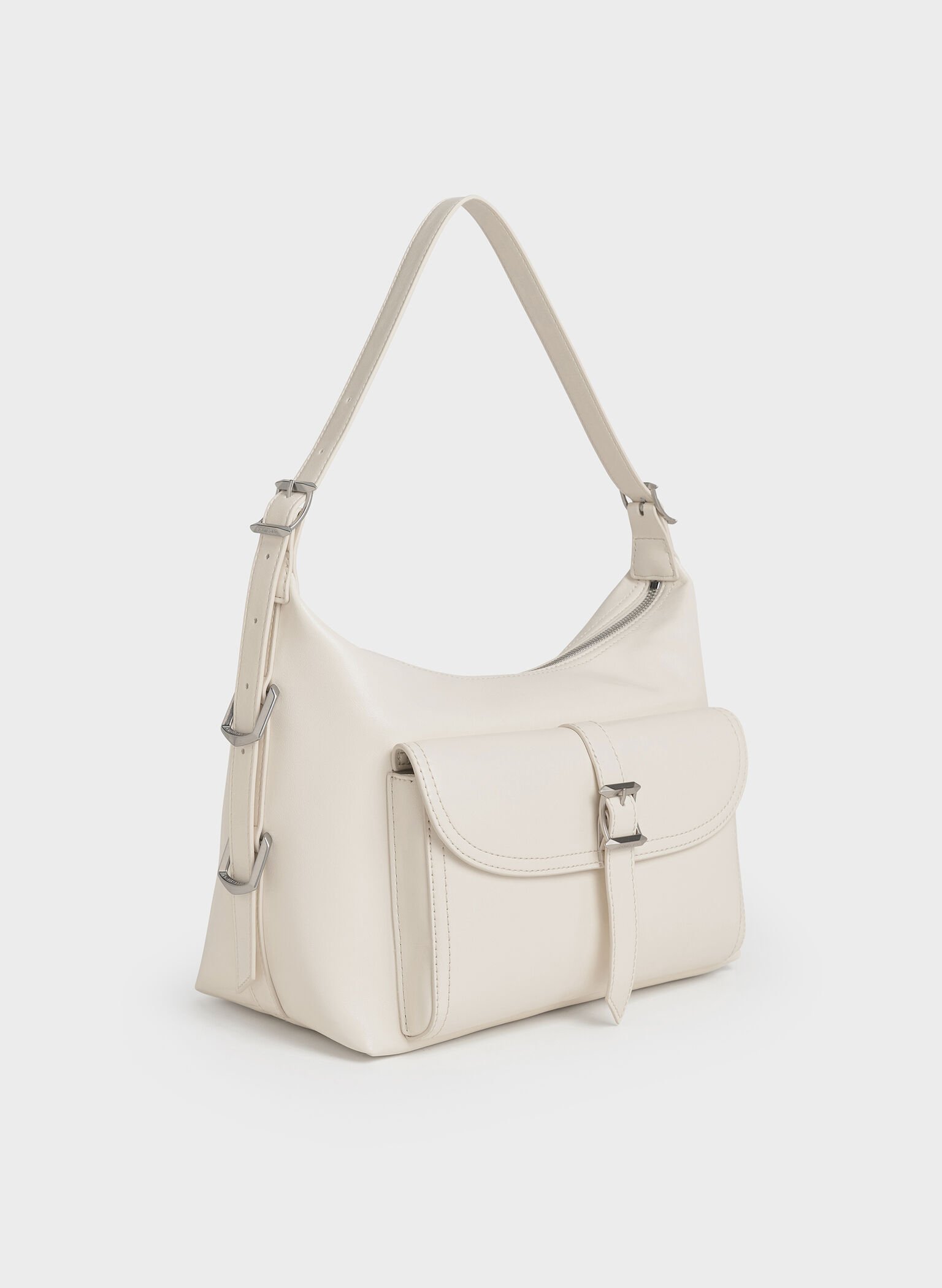 Bryna Belted Hobo Bag, Cream, hi-res