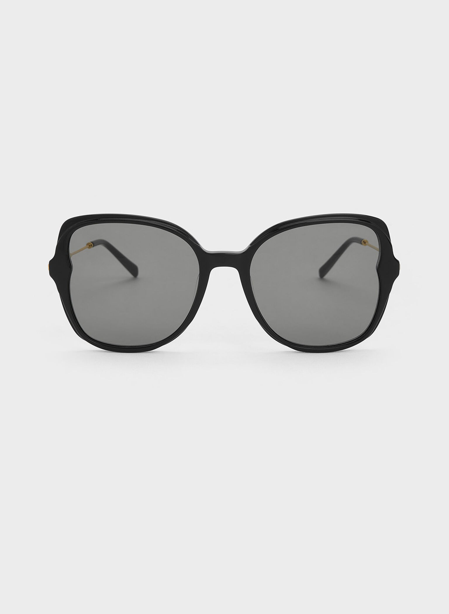Oversized Recycled Acetate Butterfly Sunglasses, Black, hi-res