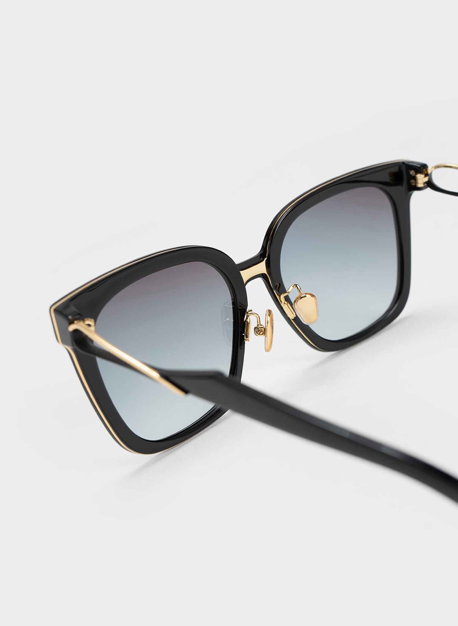 Open Wire Square Acetate Sunglasses, Black, hi-res