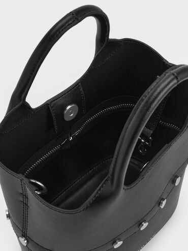 Bobbie Studded Convertible Two-Way Bucket Bag, Noir, hi-res