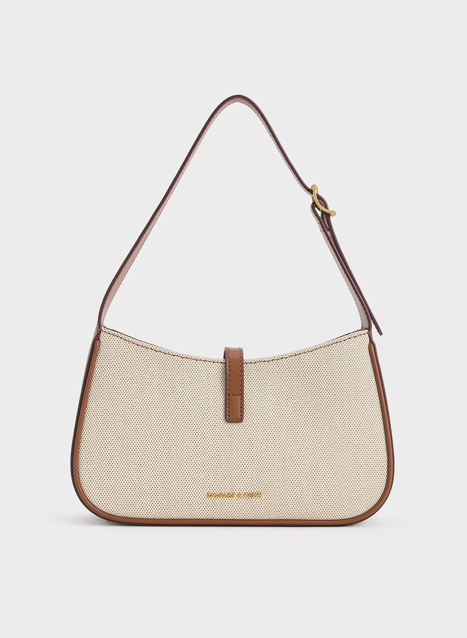 Cesia Canvas Metallic Accent Shoulder Bag, Chocolate, hi-res