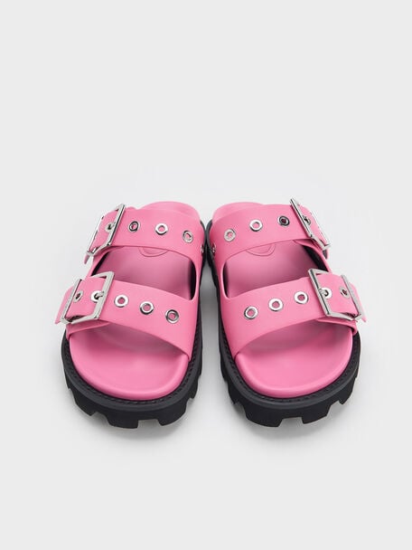 Trill Grommet Double-Strap Sandals, Pink, hi-res