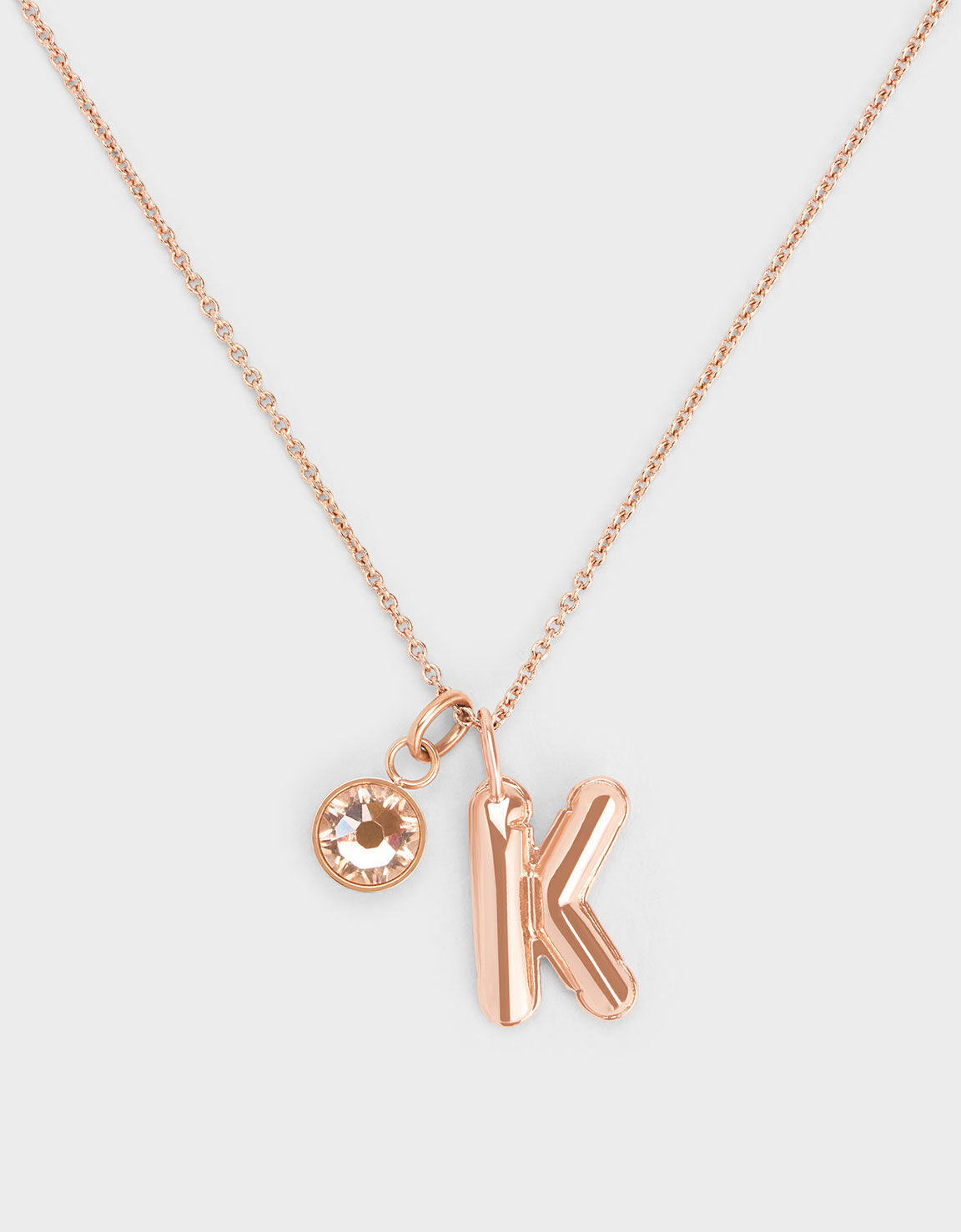 Alphabet K Charm Rose Gold