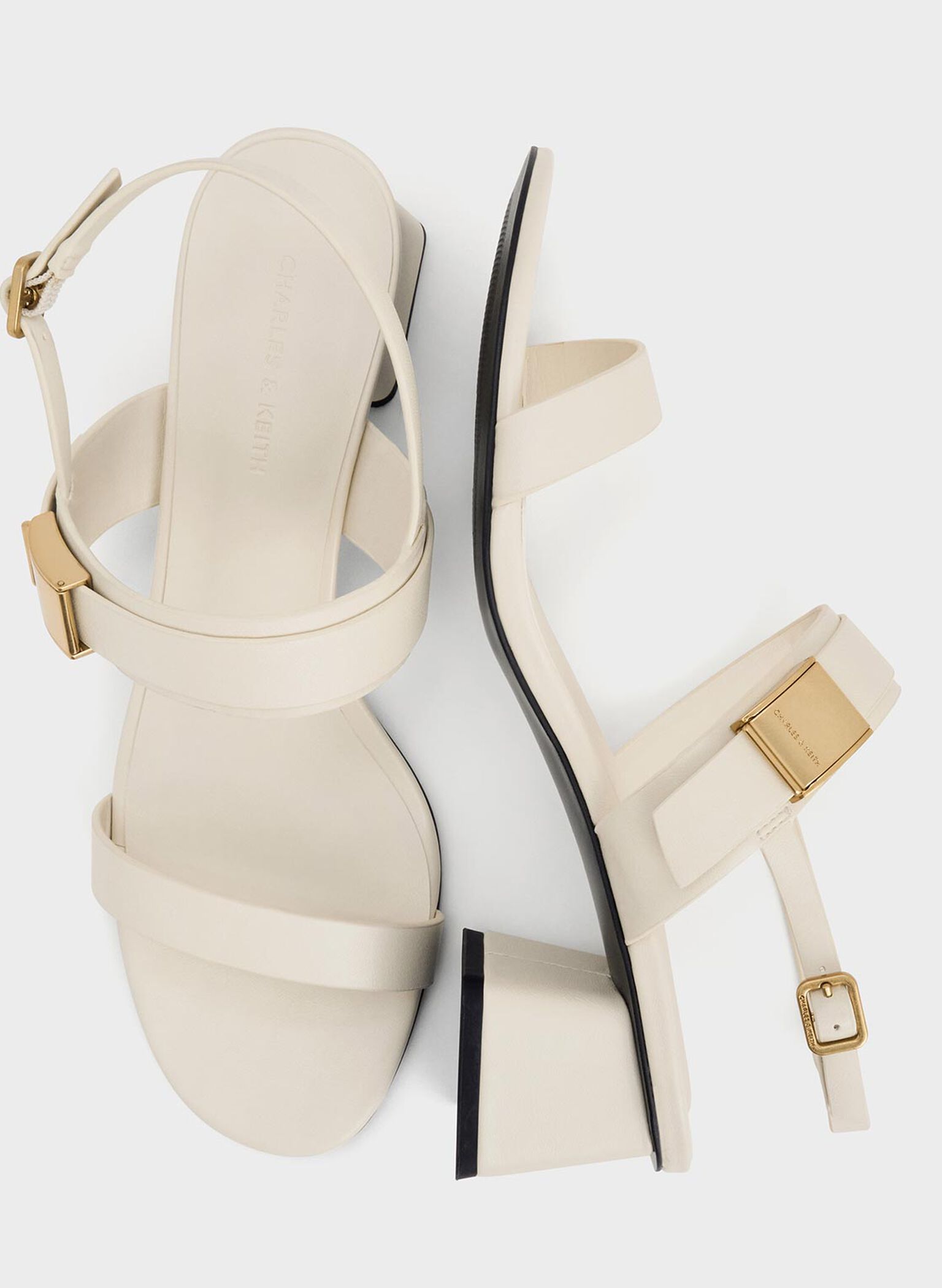 Yvette Double-Strap Heeled Sandals, Chalk, hi-res