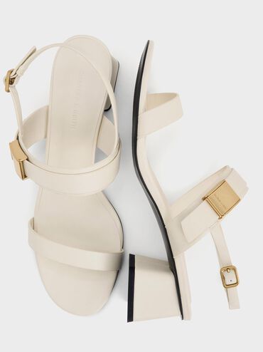 Yvette Double-Strap Heeled Sandals, Chalk, hi-res