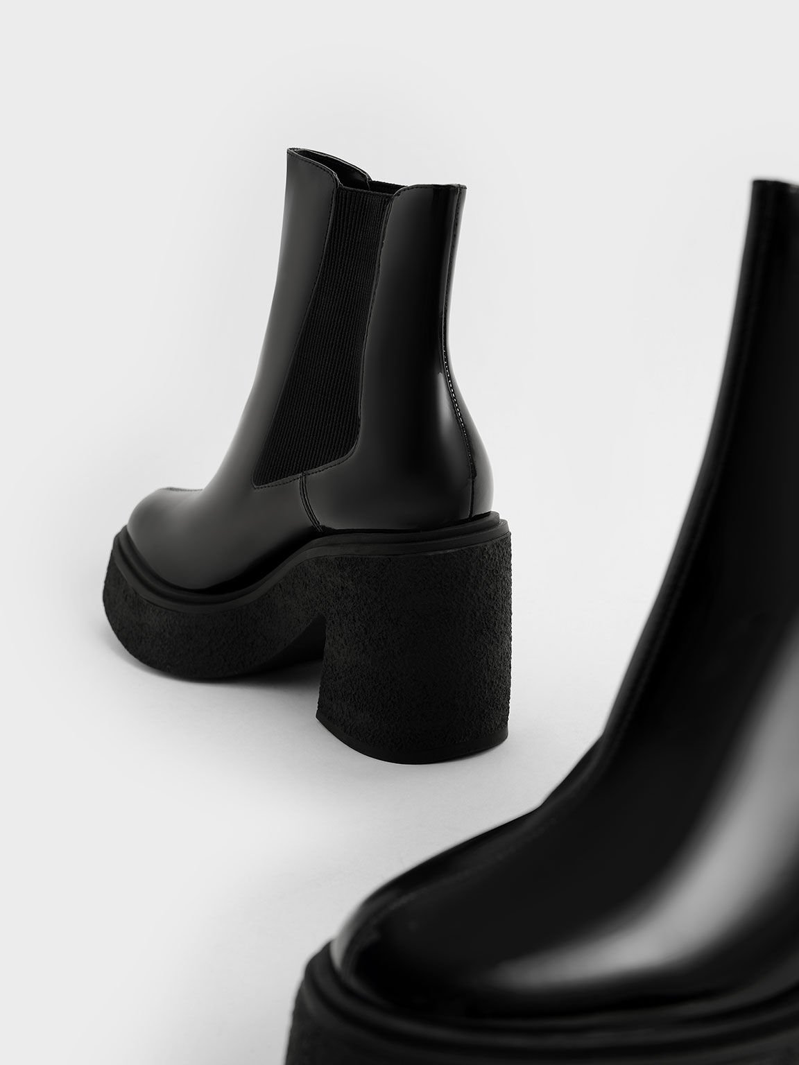 Odette Patent Leather Chelsea Platform Boots, Black, hi-res