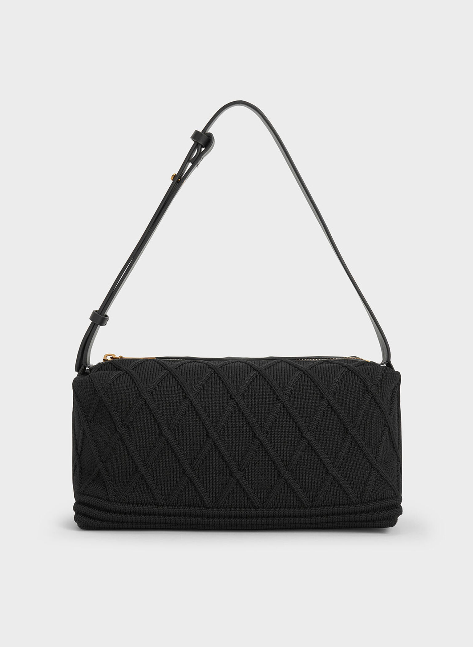 Willa Knitted Shoulder Bag, Black, hi-res