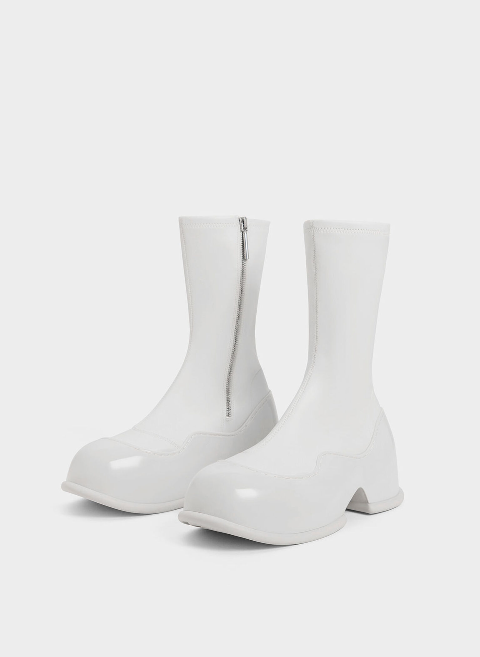 Pixie Patent Calf Boots, White, hi-res