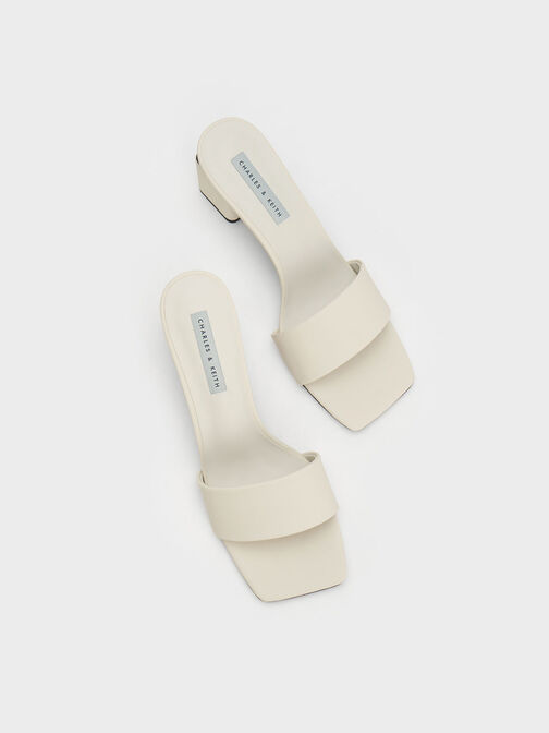 Square Block Heel Mules, Chalk, hi-res