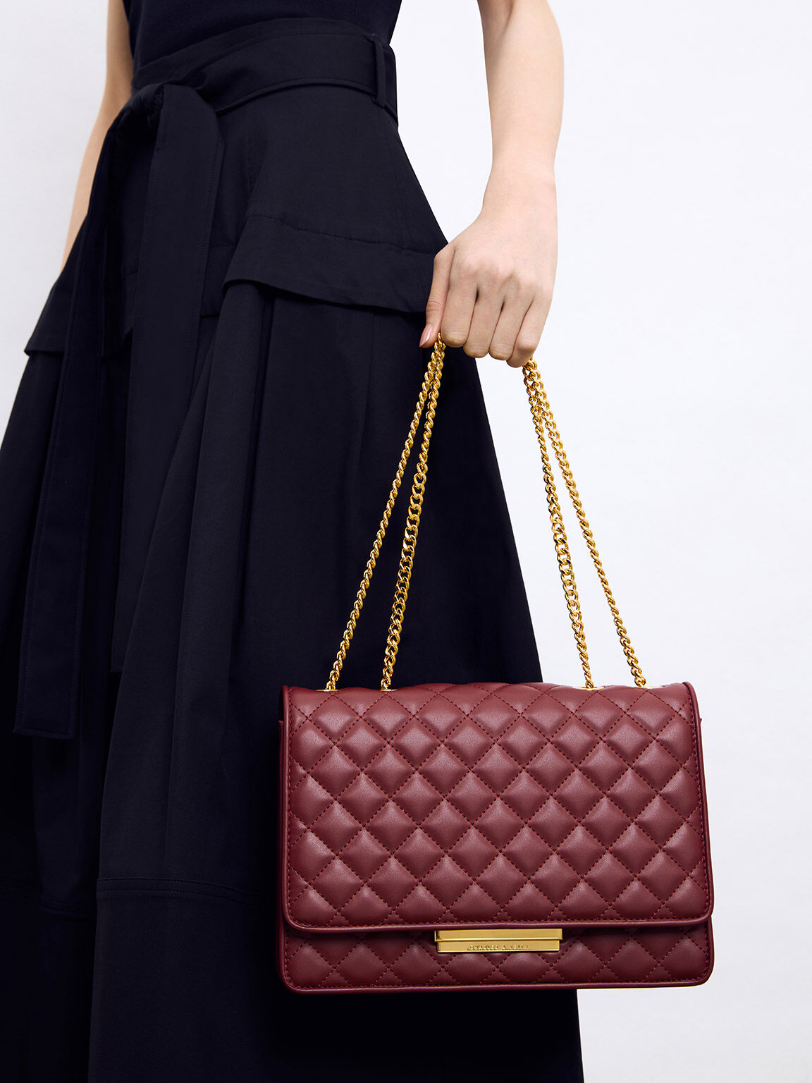 Charles and keith maroon bag sales