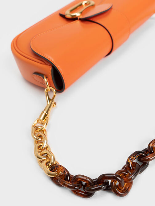 Daki Belted Curved Bag, Orange, hi-res