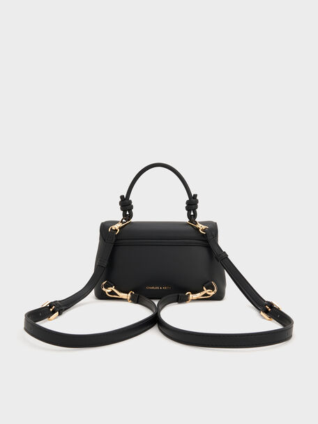 Sammie Knotted-Handle Two-Way Backpack, Black, hi-res