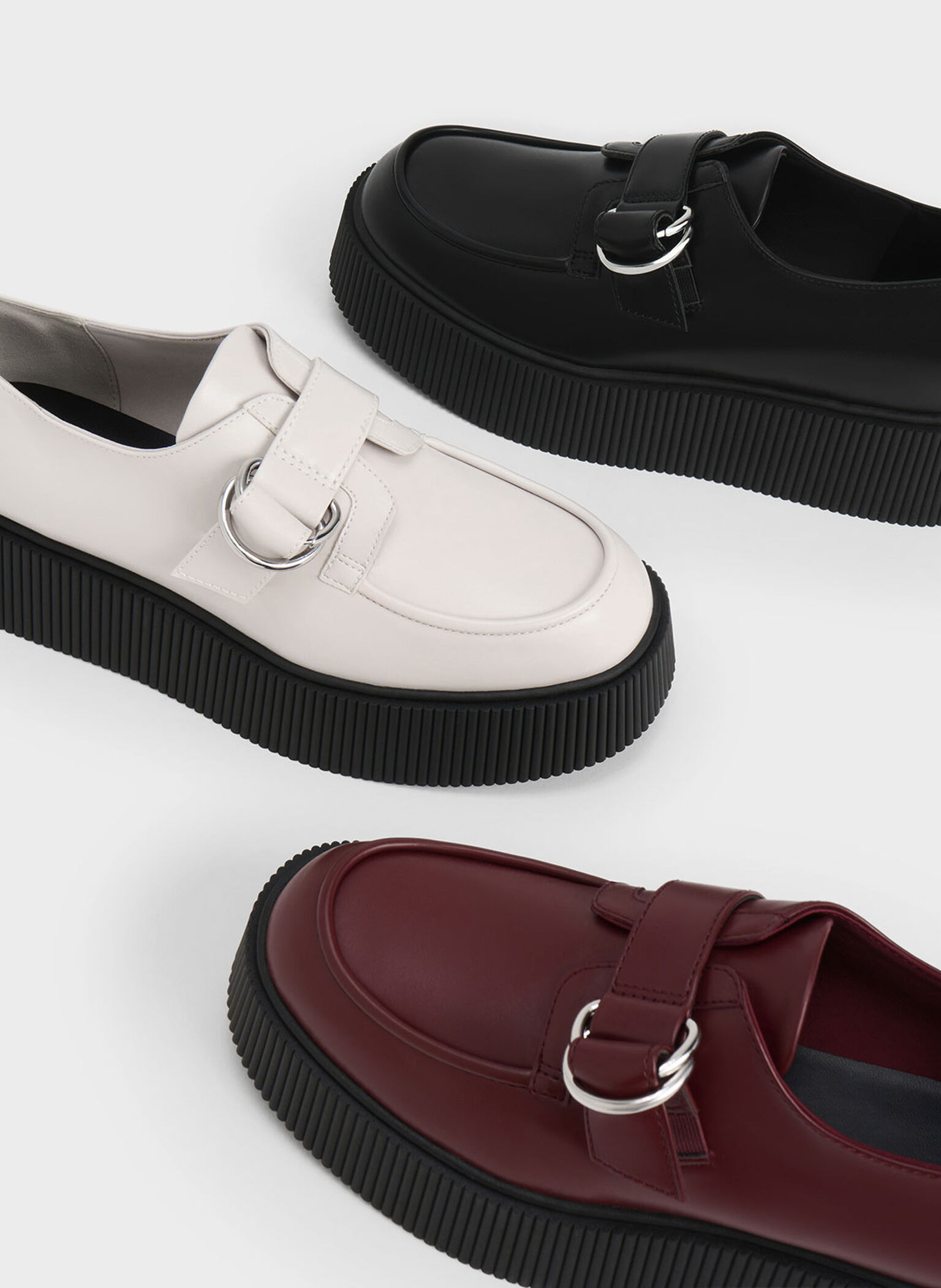 Cordova Buckled Platform Loafers, White, hi-res