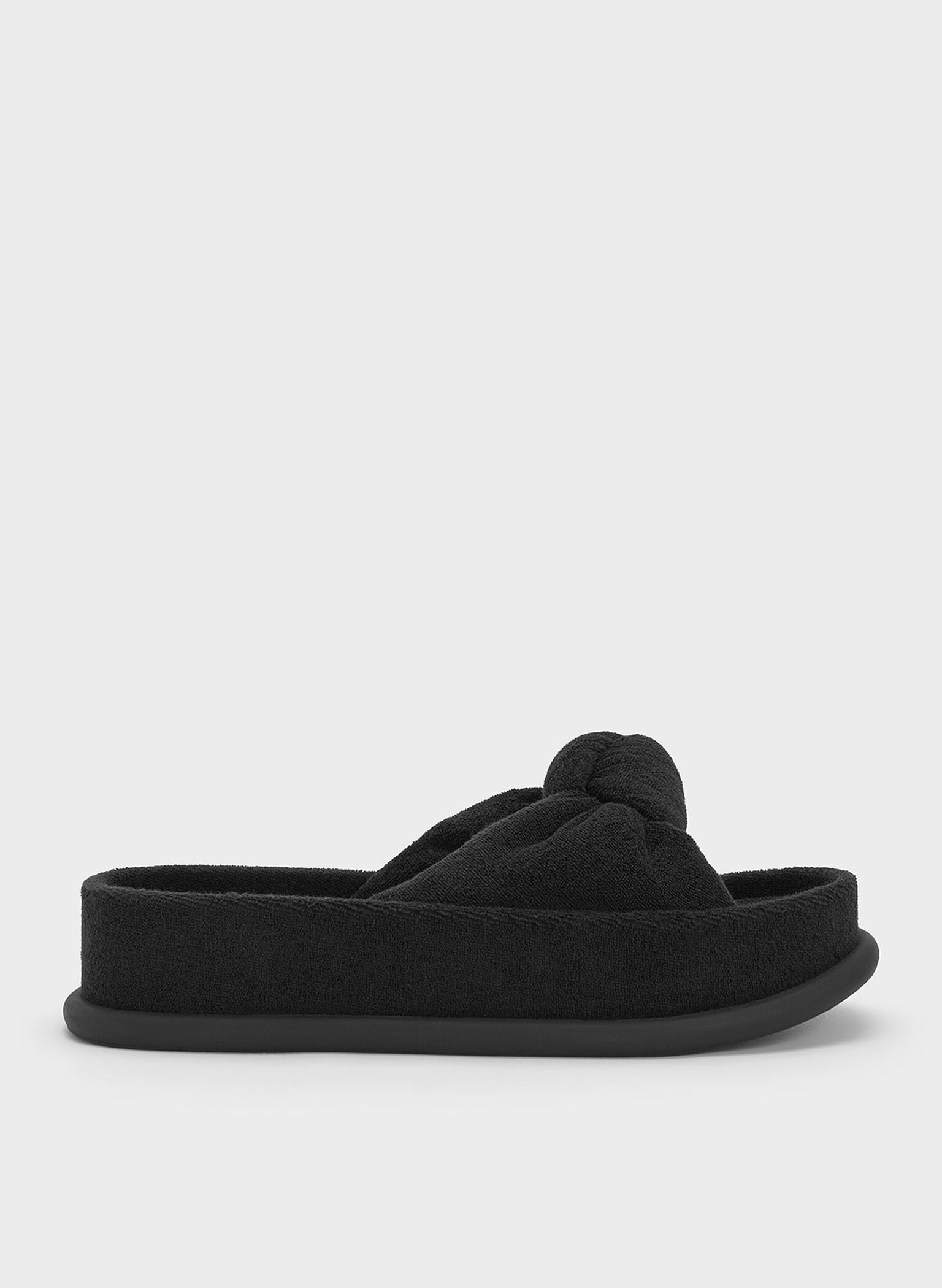 Loey Textured Knotted Slides, Black Textured, hi-res