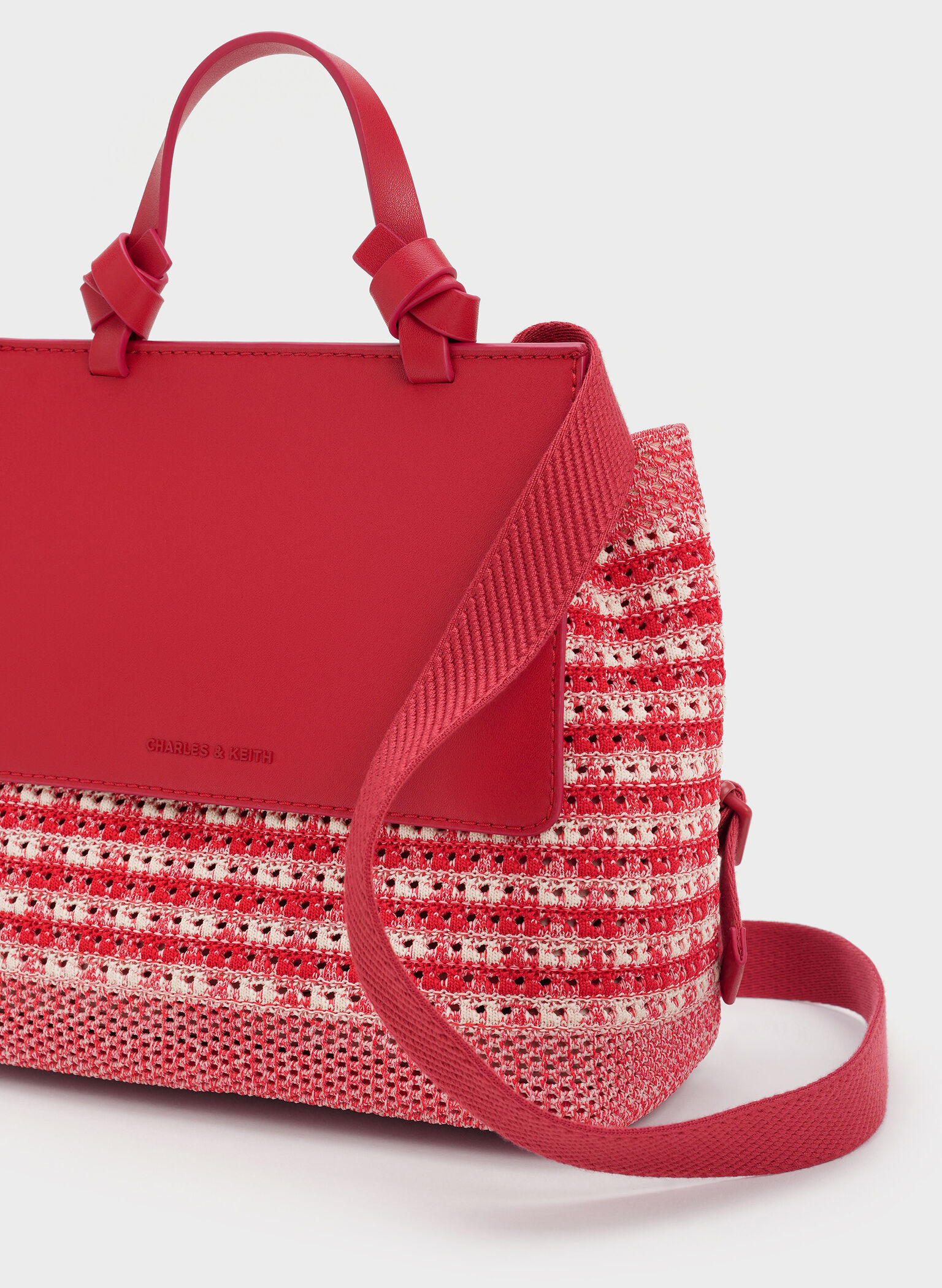 Girls' Ida Knitted Gingham Backpack, Gingham Red, hi-res