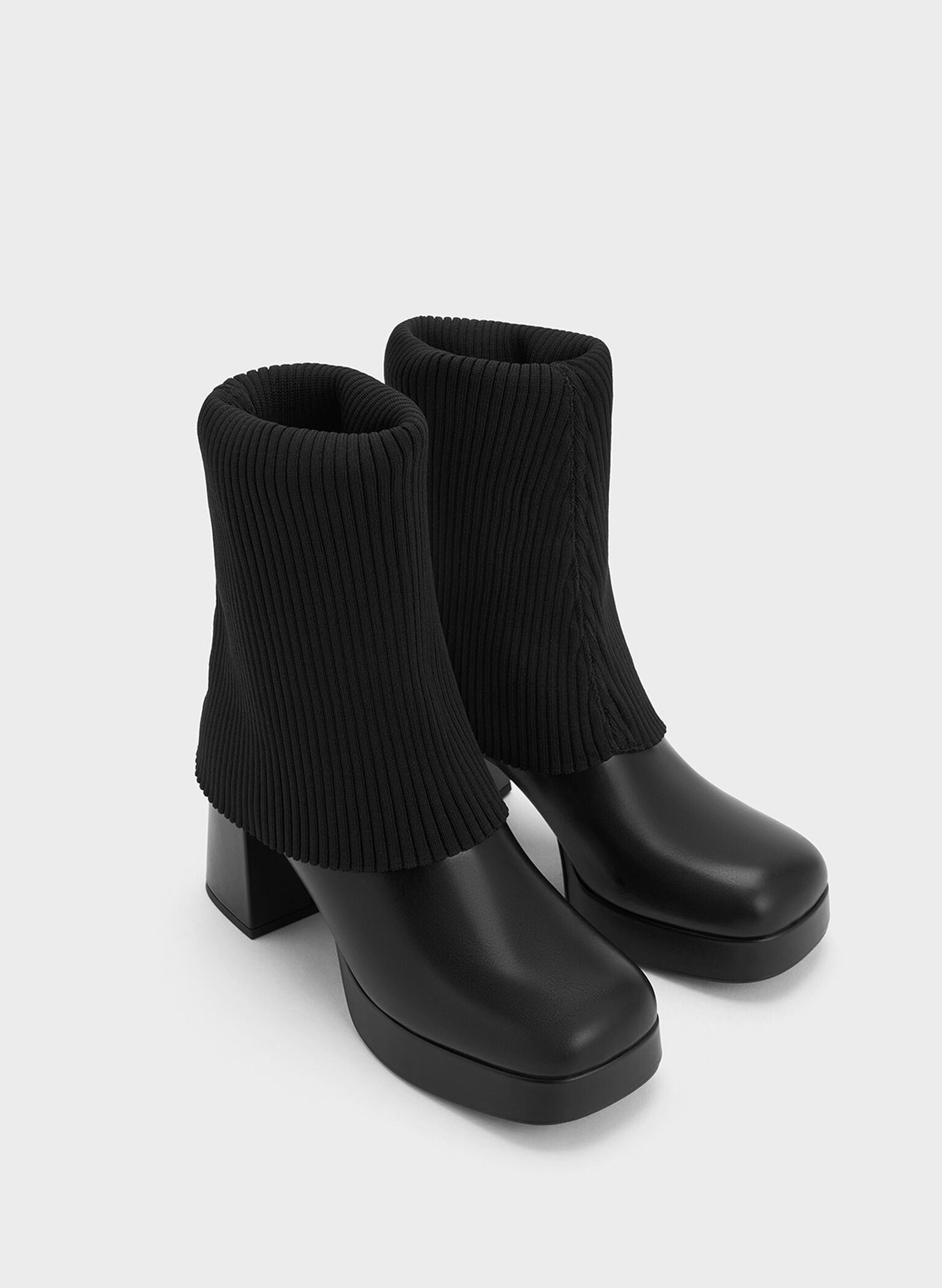 Evie Knitted-Sock Ankle Boots, Black, hi-res