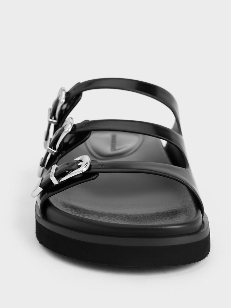 Samala Buckled Triple-Strap Sandals, Black Box, hi-res