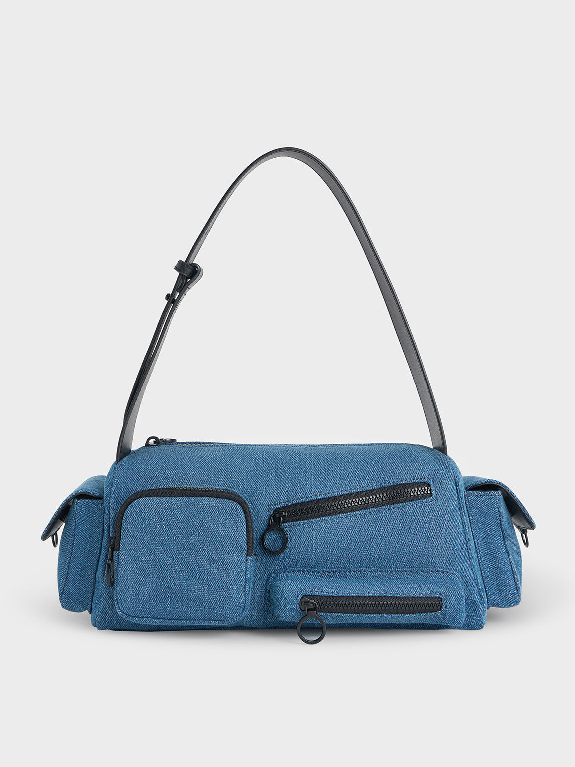 Mathilda Denim Multi Pocket Shoulder Bag Denim Blue