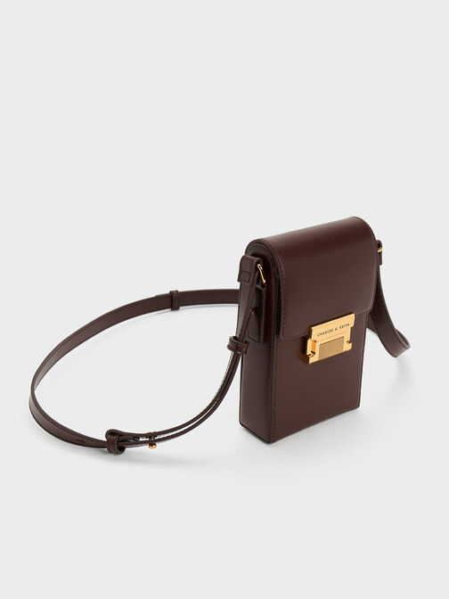 Freida Metallic Accent Elongated Pouch, Dark Brown, hi-res