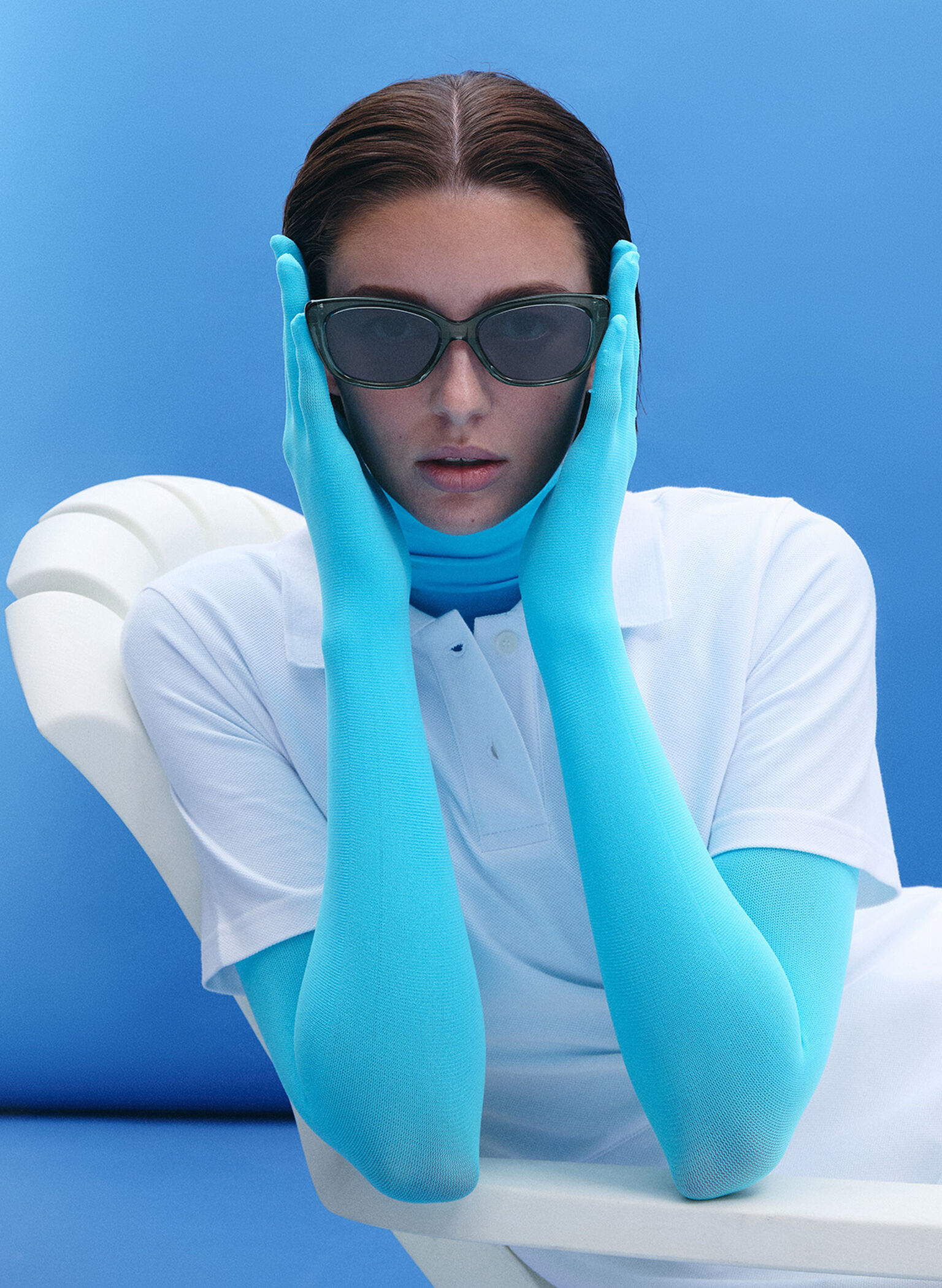 Maeva Recycled Acetate Cat-Eye Sunglasses, Teal, hi-res