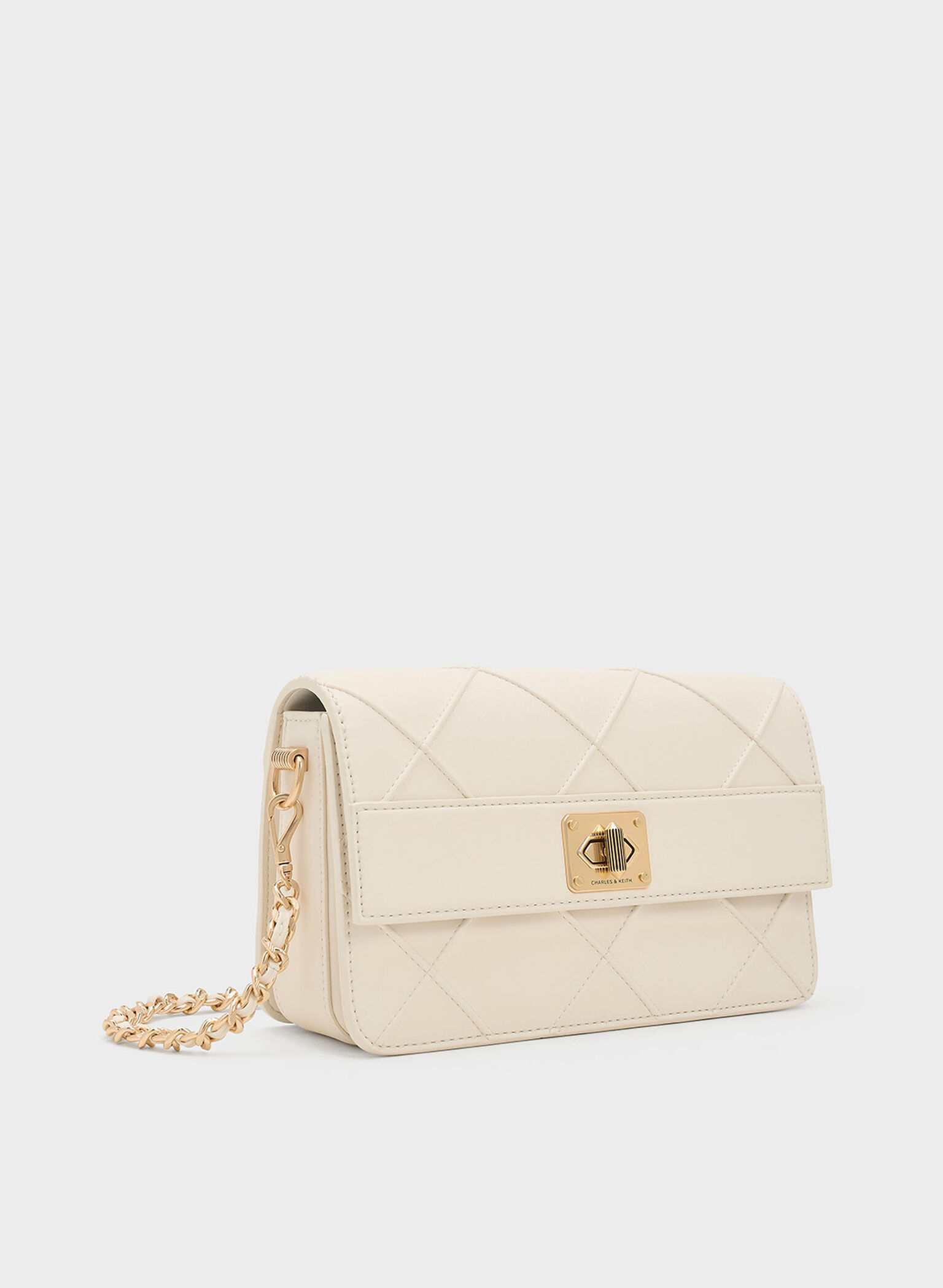 Eleni Quilted Crossbody Bag, Cream, hi-res