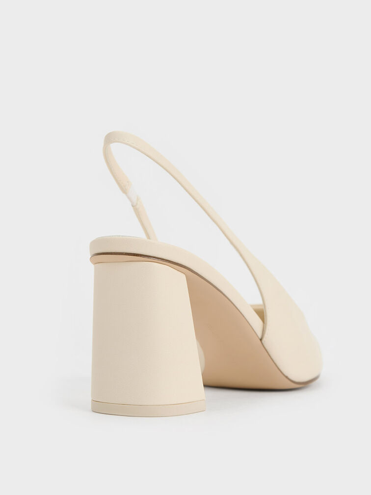 Trapeze Heel Slingback Pumps, Chalk, hi-res